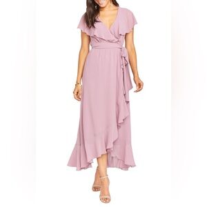 Show Me Your Mumu Jess Ruffle Midi Dress Pink